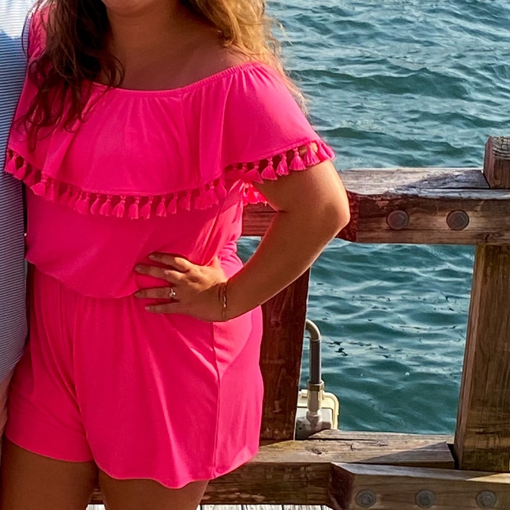 Lilly Pulitzer Bright Pink Off-Shoulder Dress